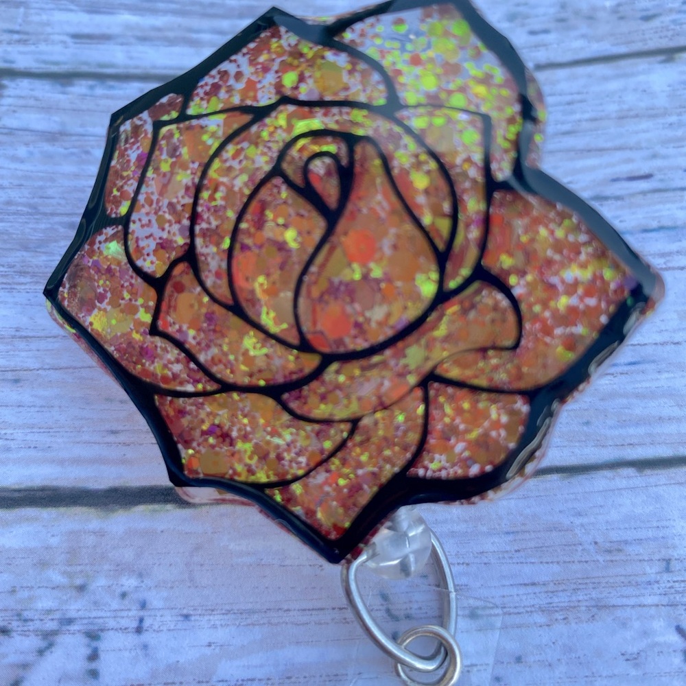 Holographic Rose Badge Reel